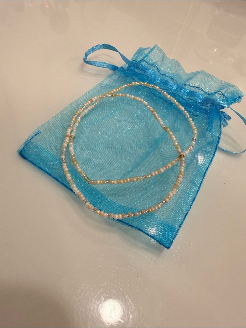 Golden Bead Stretch Bracelet x 2 - White & Gold. NWOT